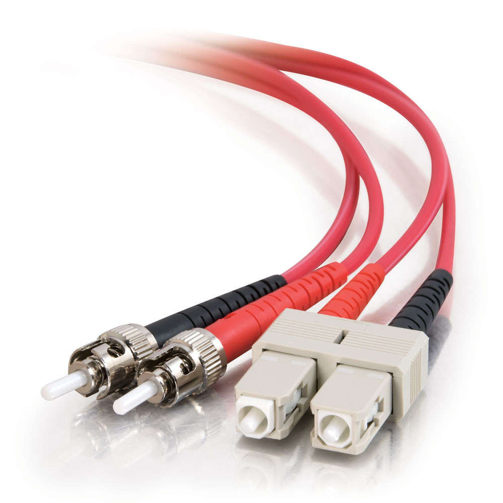 SC-ST 50/125 OM2 Duplex Multimode Fiber Optic Cable - Plenum CMP-Rated - Red