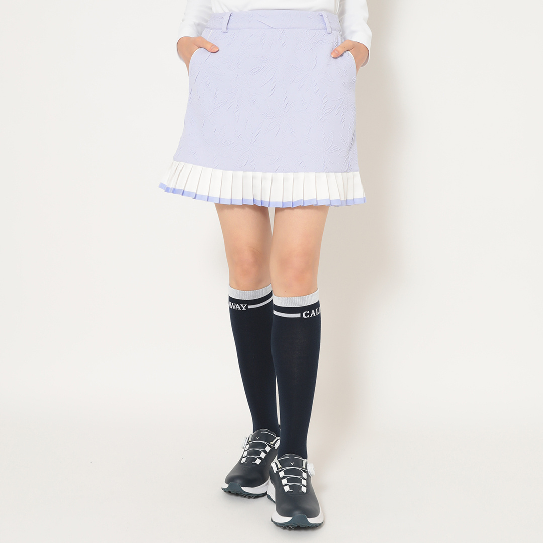フラワージャカード裾プリーツスカート (WOMENS)