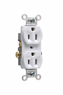 Commercial Spec Grade Receptacle, Side Wire, 15A, 125V, White