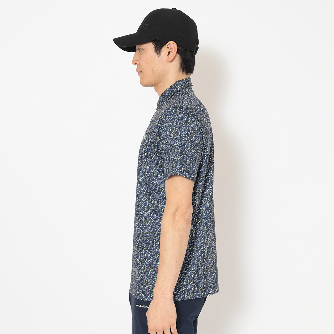 ハニカムメッシュ小花柄半袖シャツ (MENS)