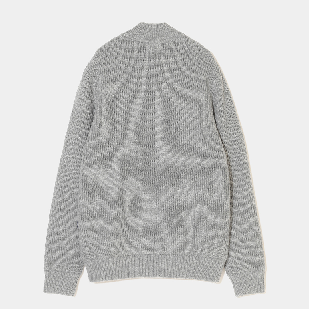 裏地付き畦編みフルジップニット ※4Lサイズあり (MENS)
