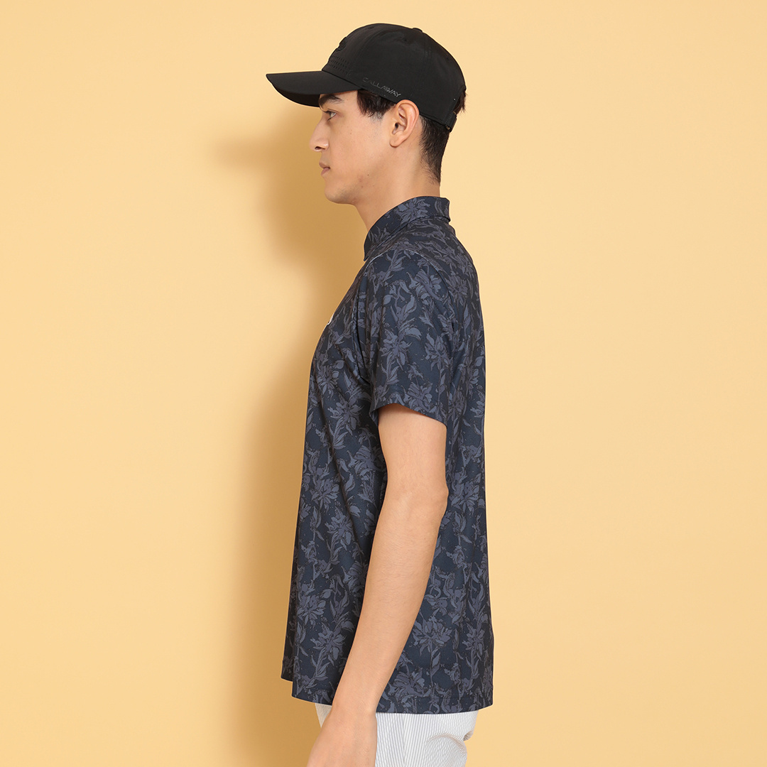 ポリエステルピケ花柄半袖シャツ (MENS)