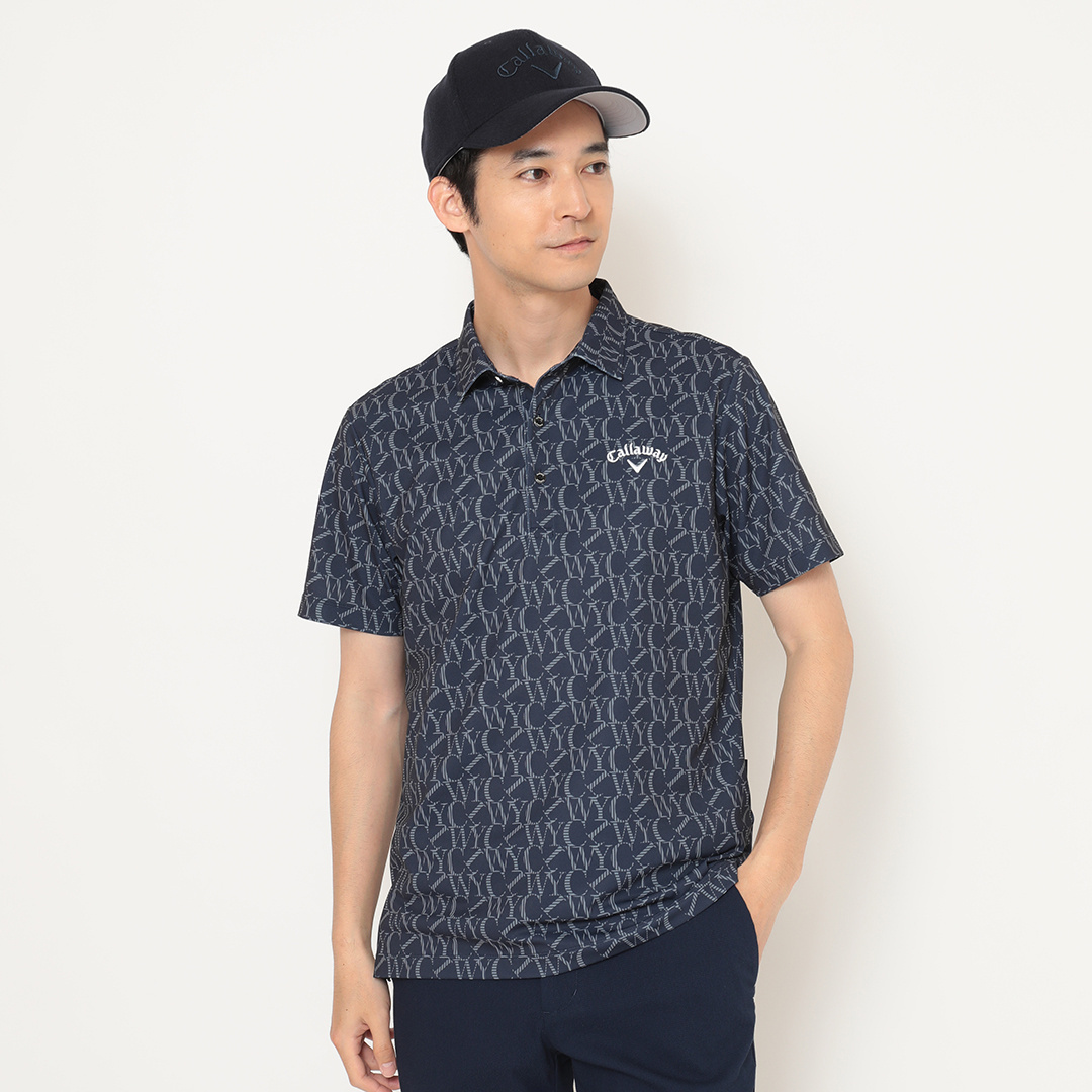 ハニカムメッシュ小花柄半袖シャツ (MENS)