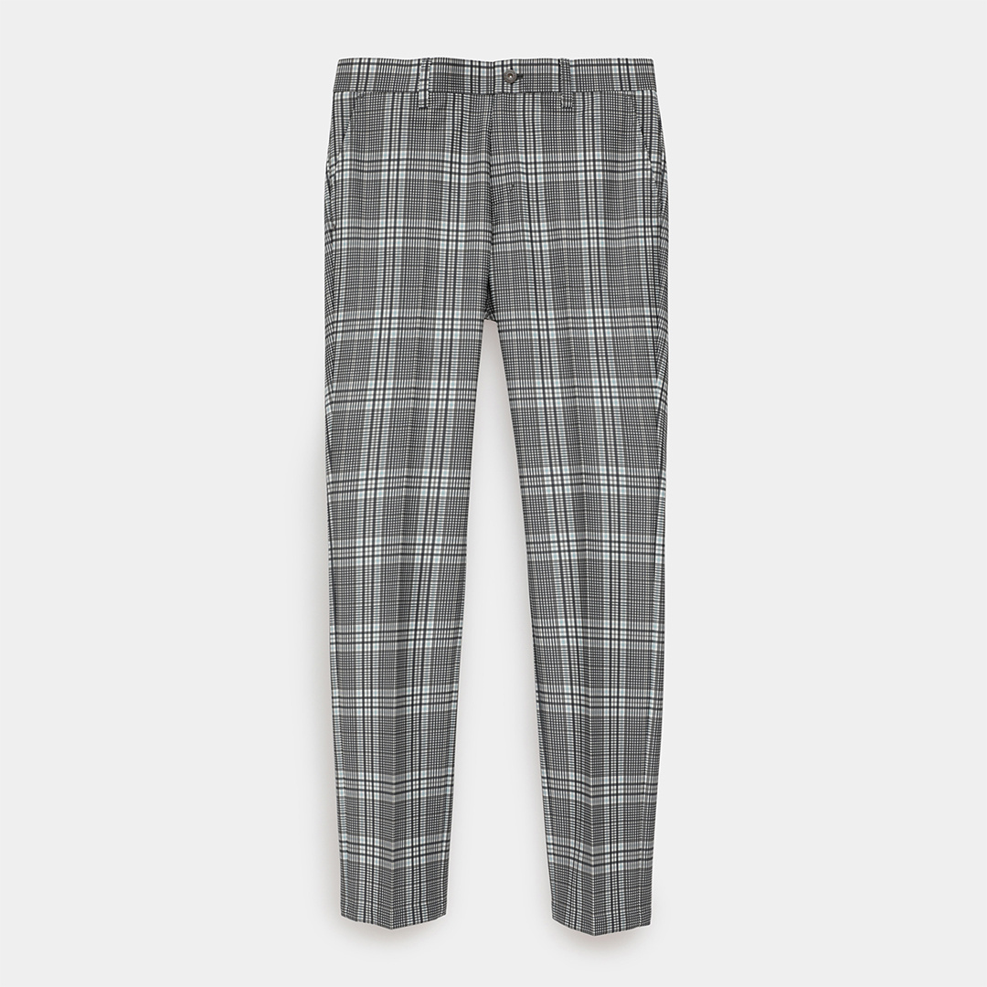 ストレッチピケチェック柄テーパードパンツ (MENS)