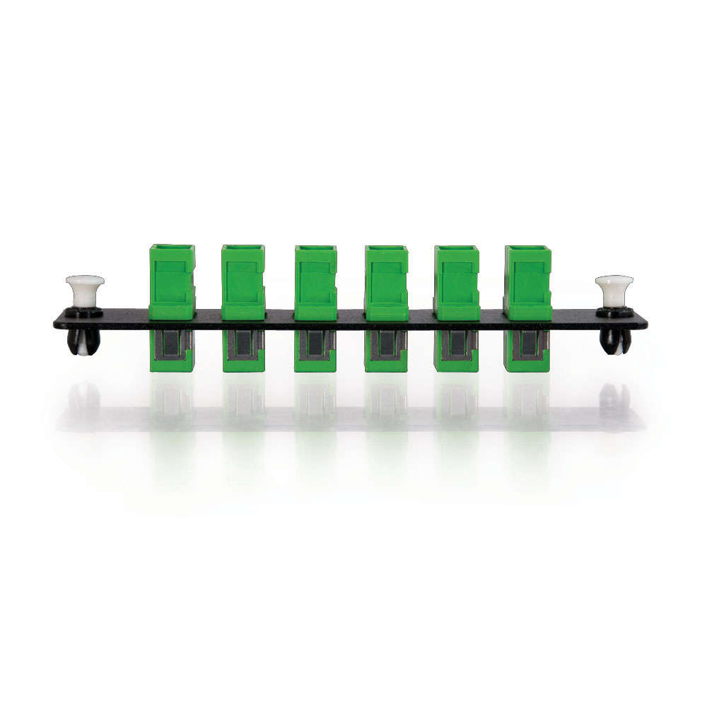 6-Strand, SC, Zirconia Insert, Single-Mode, APC, Green Adapter Panel