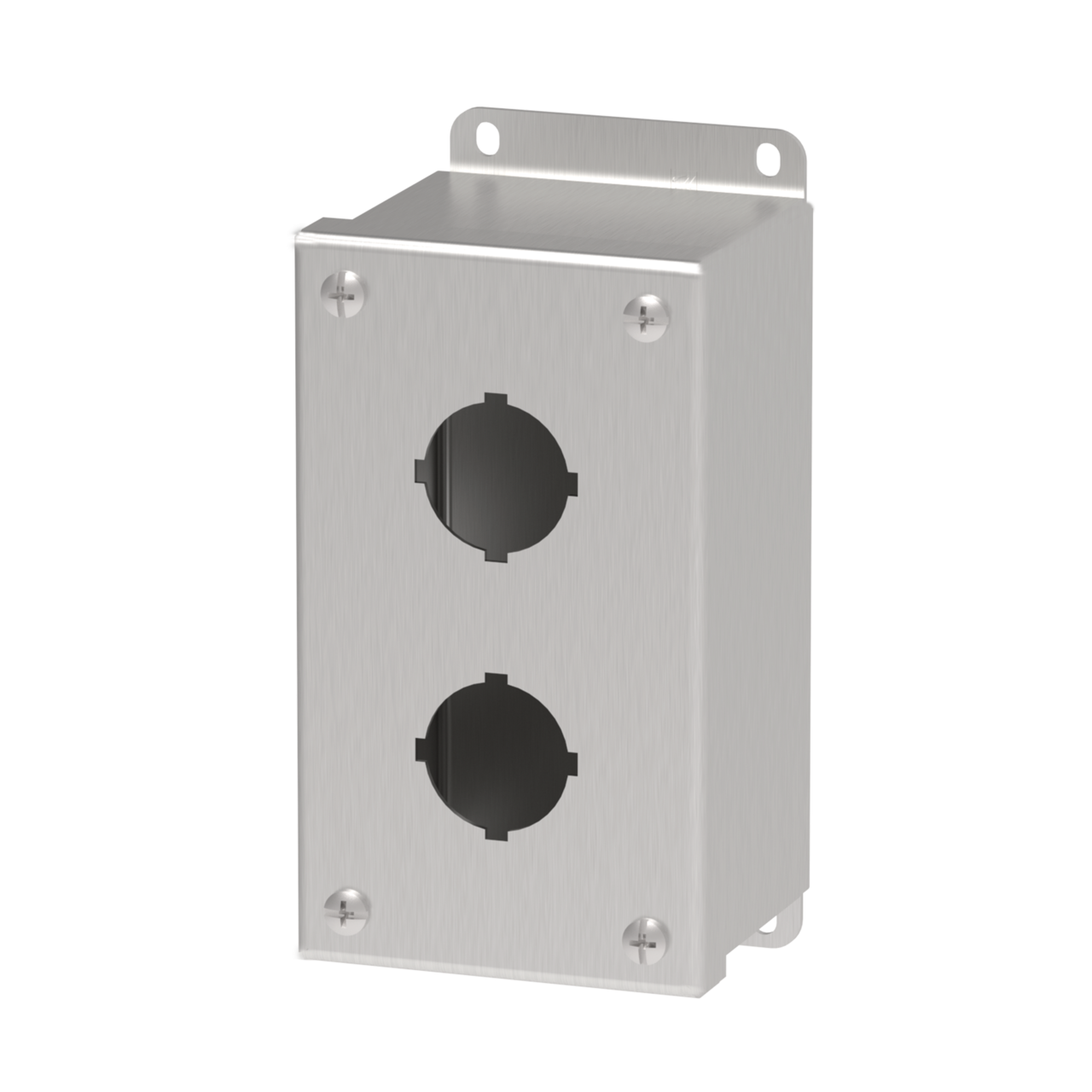 Hoffman E2PBSS 5.75" x 3.25" x 2.75" 2-Hole 30.5mm Pushbutton Enclosure, Type 4X, Stainless Steel Product image for Hoffman E2PBSS 5.75" x 3.25" x 2.75" 2-Hole 30.5mm Pushbutton Enclosure, Type 4X, Stainless Steel