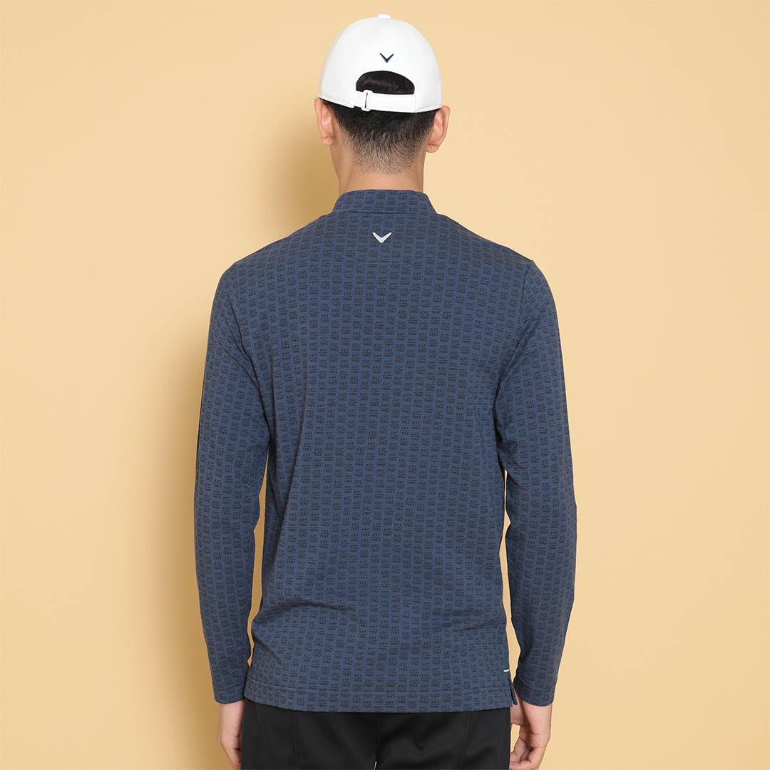 【新品タグ付き】ロゴプリントモックネックSS ロゴプリントストレッチ天竺モックネックシャツ (MENS)