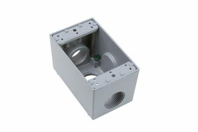 Eaton TP7082 Weatherproof Outlet Box – 3-1 Hole, 1-Gang Deep Box, NOS Gray