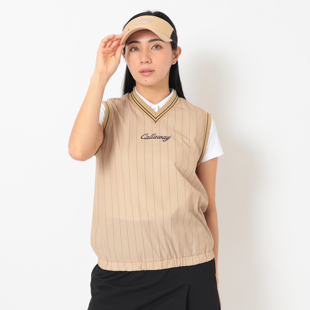 8WAYストレッチストライプVネックプルオーバーベスト (WOMENS)