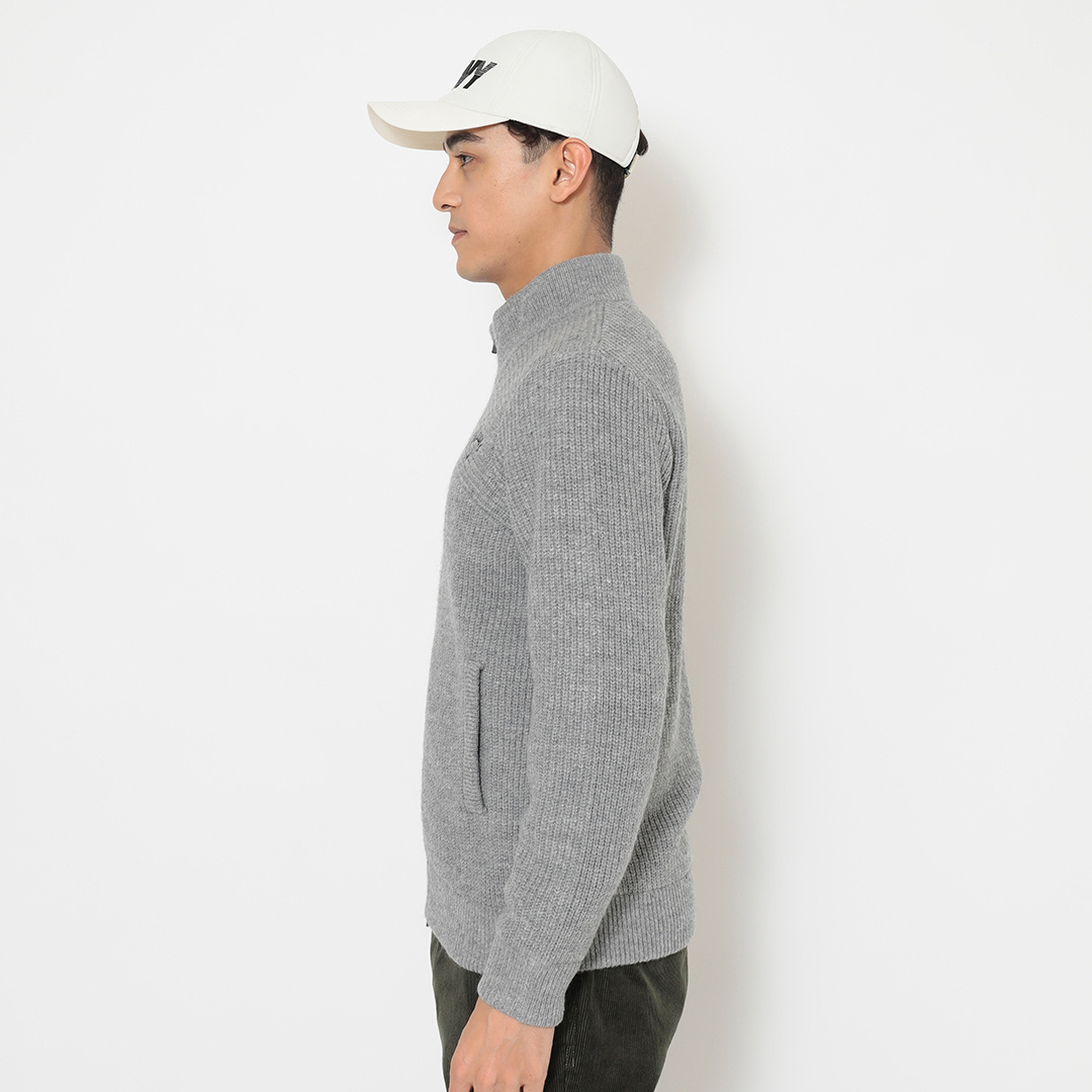 裏地付き畦編みフルジップニット ※4Lサイズあり (MENS)