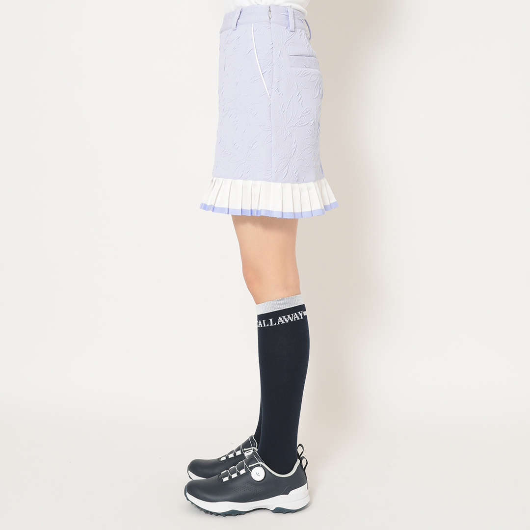 フラワージャカード裾プリーツスカート (WOMENS)