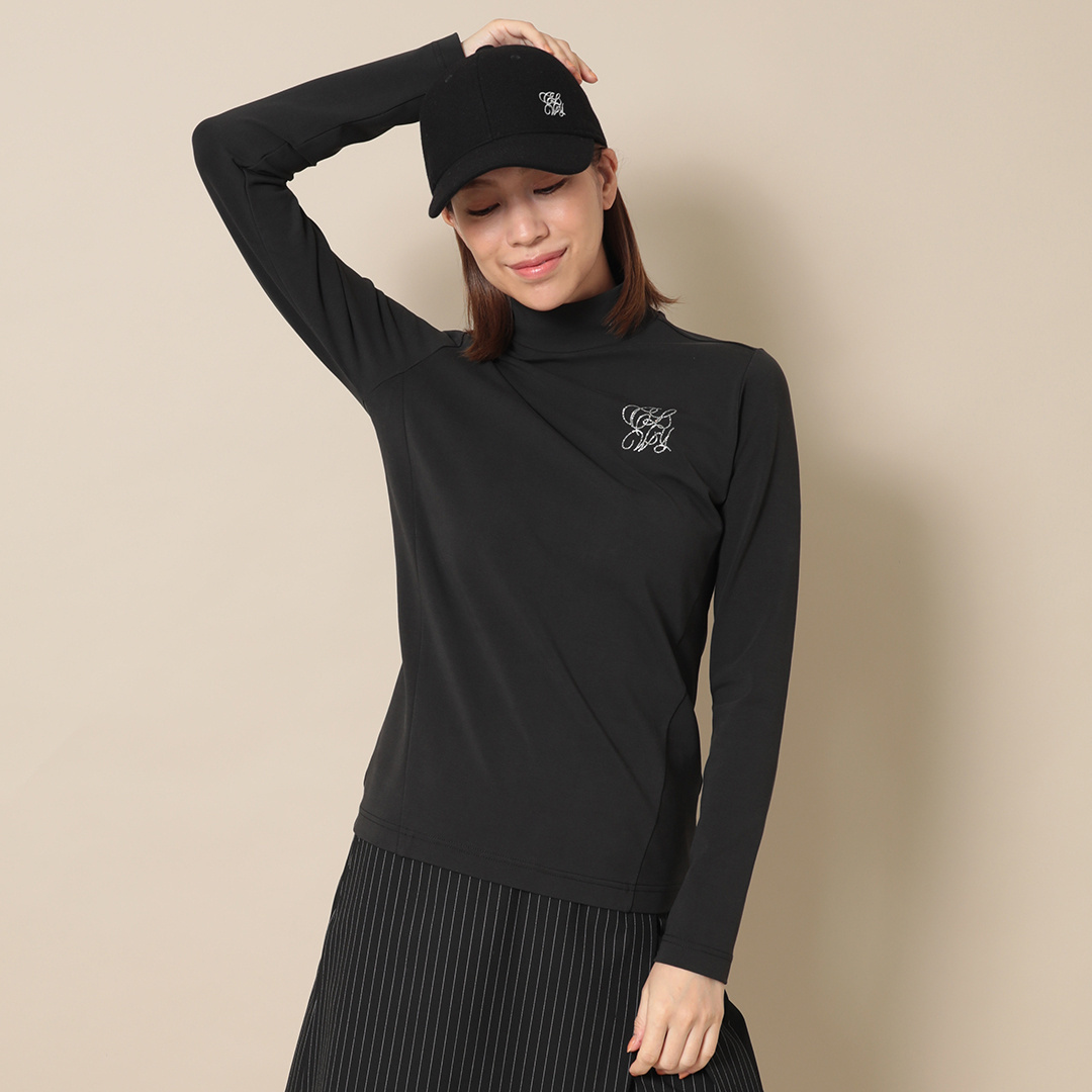 綿ベア天長袖モックネックシャツ (WOMENS)