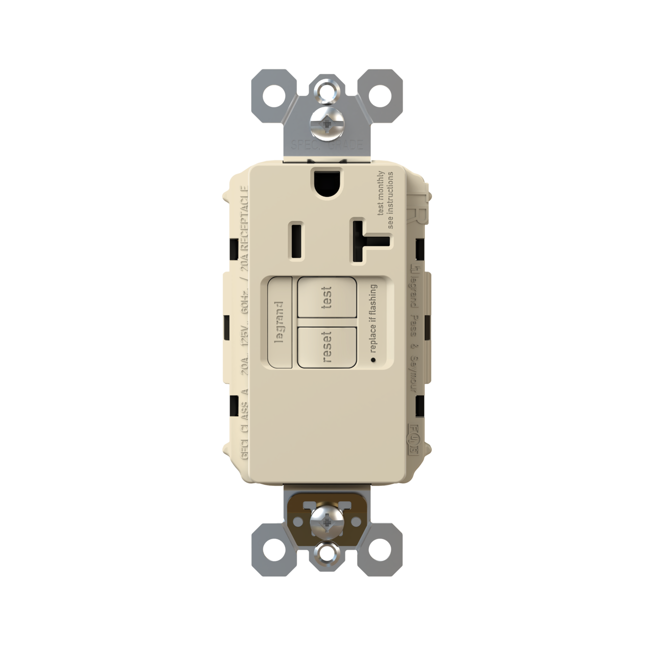 radiant 20A TamperResistant SelfTest Simplex GFCI Outlet