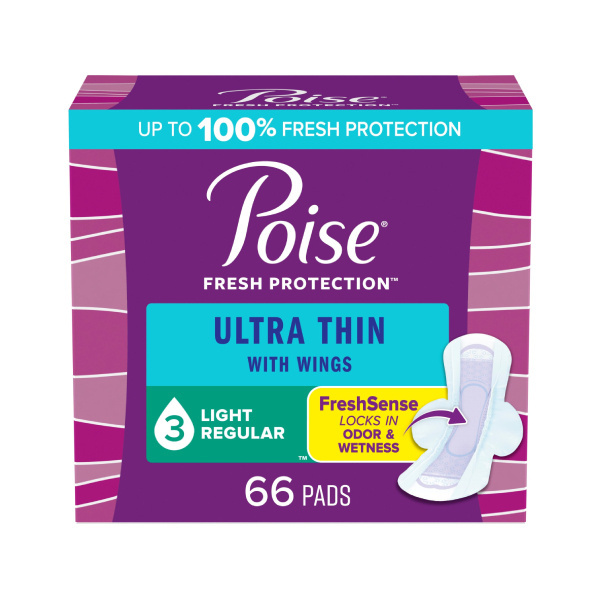 Poise Ultra Thin Pad w/Wings, Light, 528/case (POWLGT2 Health & Beauty Health Care Incontinence Aids) photo