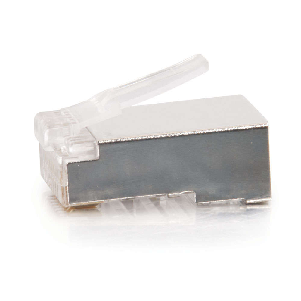 RJ45 Shielded Cat5e Modular Plug (with Load Bar) for Round Solid or Stranded Cable Multipack (50 pack)