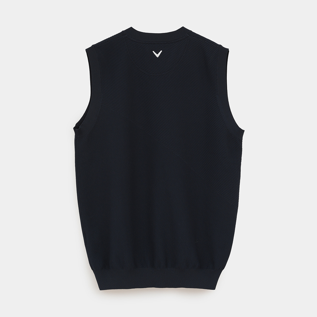 タック編みポリエステルニットベスト (MENS)