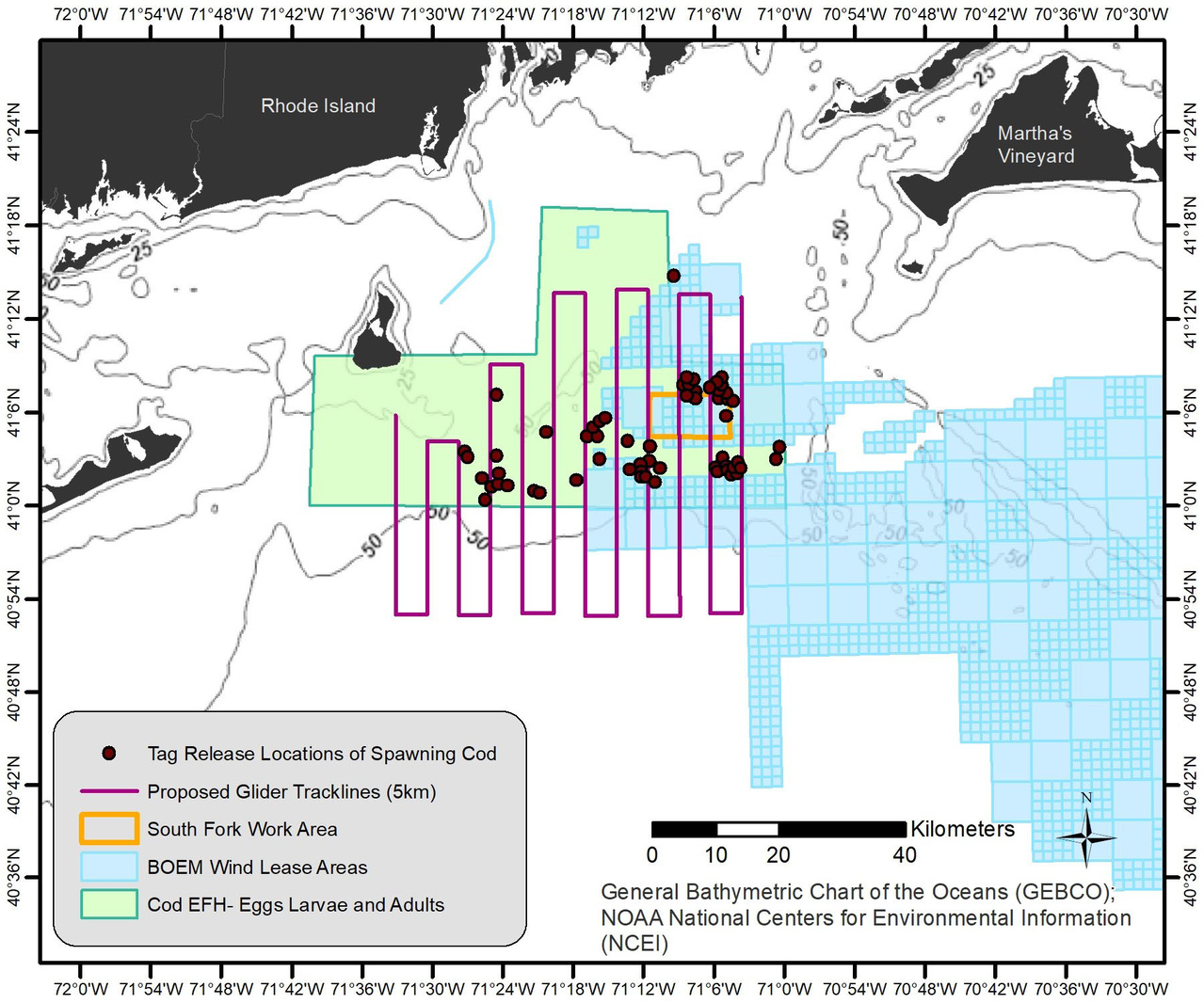 Mpa showinmg location of study and wind lease area