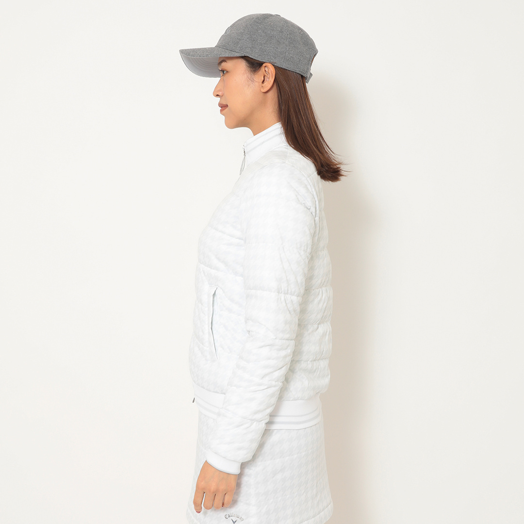 スターストレッチ千鳥プリント中綿ブルゾン (WOMENS)