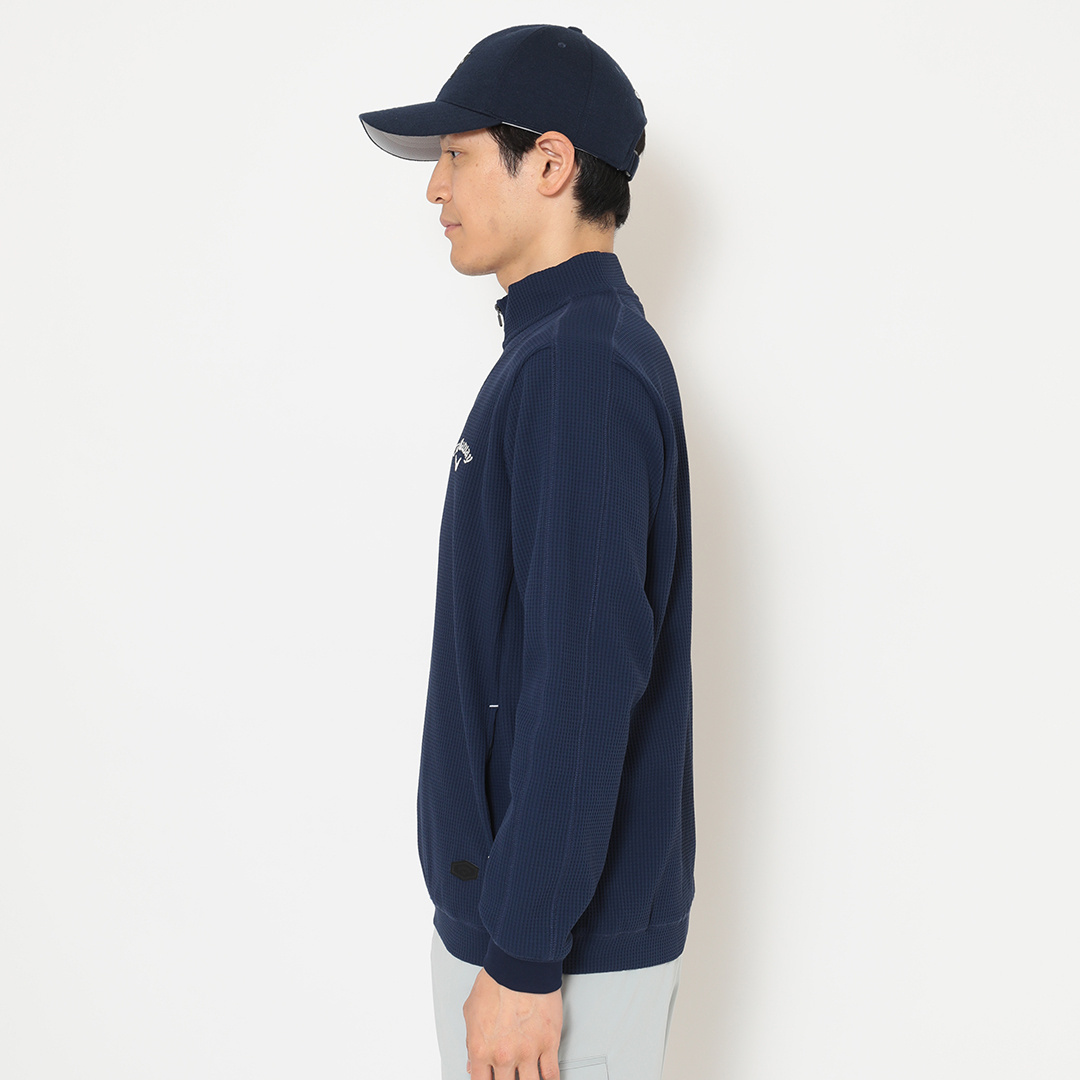 ワッフルハーフジップモックネックシャツ (MENS)