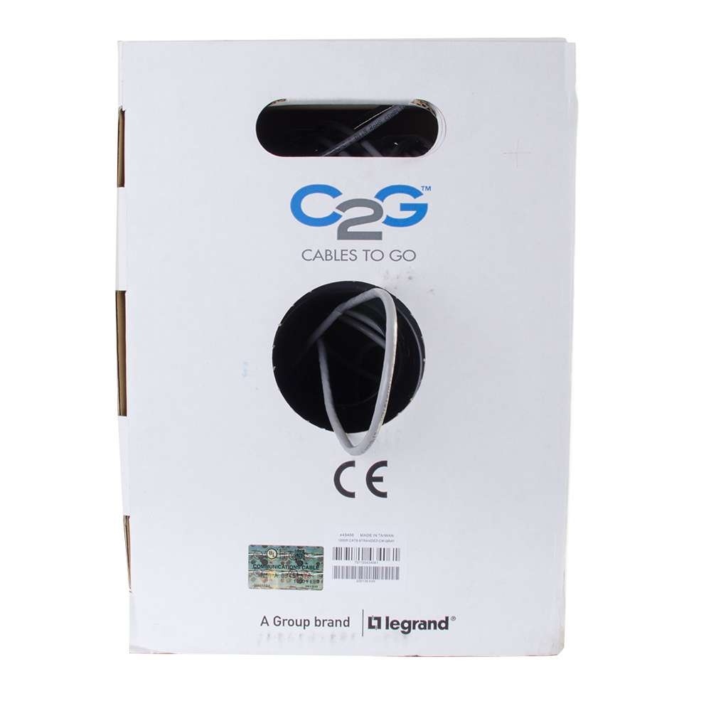 Cat6 Bulk Unshielded (UTP) Ethernet Network Cable with Stranded Conductors In-Wall CM-Rated - Gray