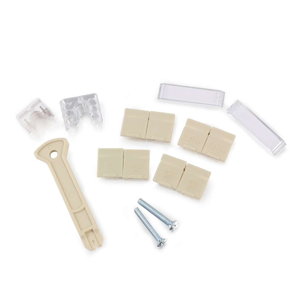 Cat5E RJ45 with Cat3 RJ12 Configured Single Gang Wall Plate