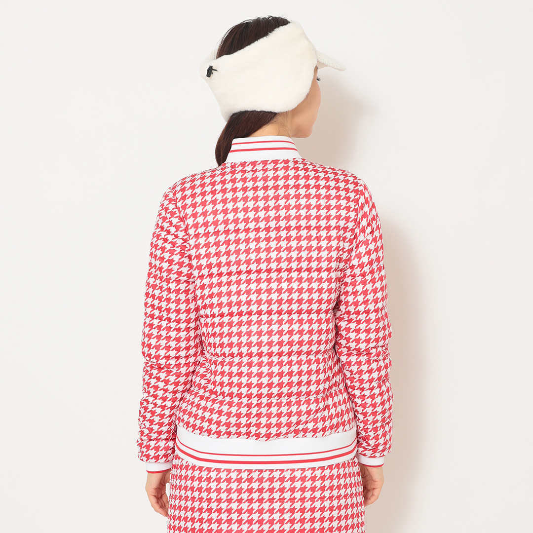 スターストレッチ千鳥プリント中綿ブルゾン (WOMENS)