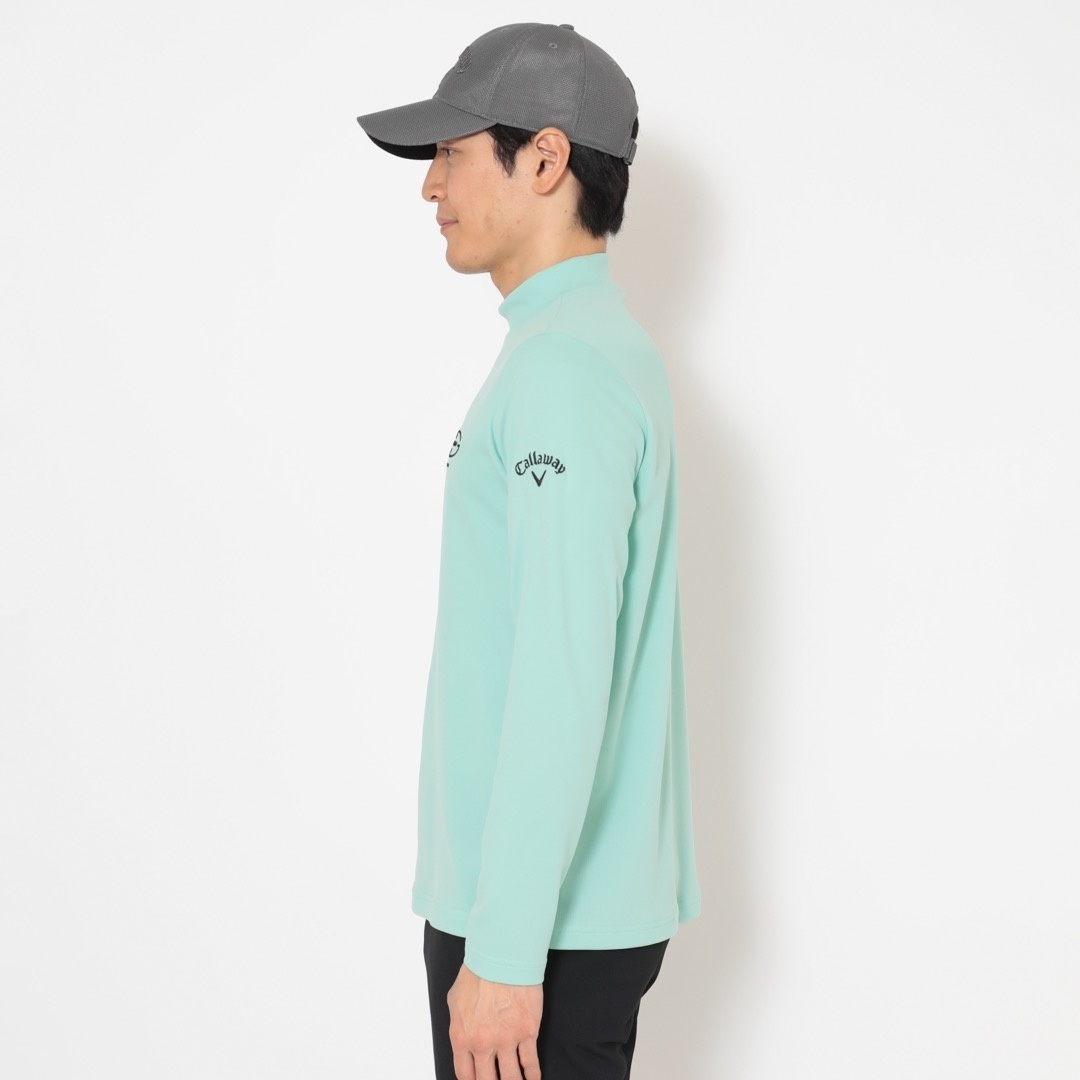 ポリエステルスムース長袖モックネックシャツ (MENS)