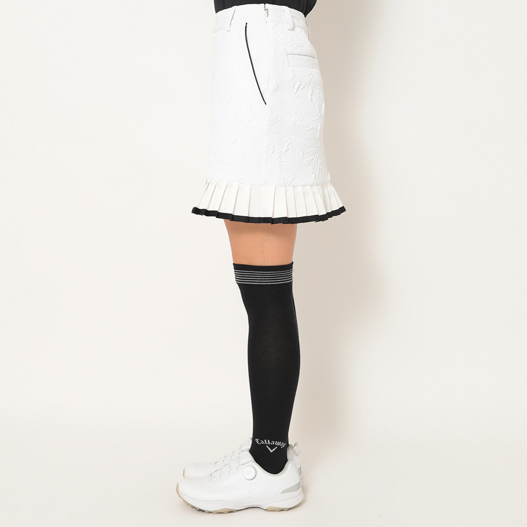 フラワージャカード裾プリーツスカート (WOMENS)