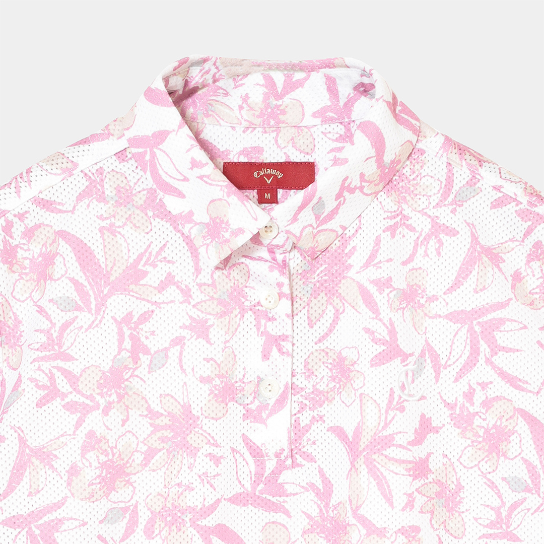かざあなメッシュフラワープリントシャツ (WOMENS)