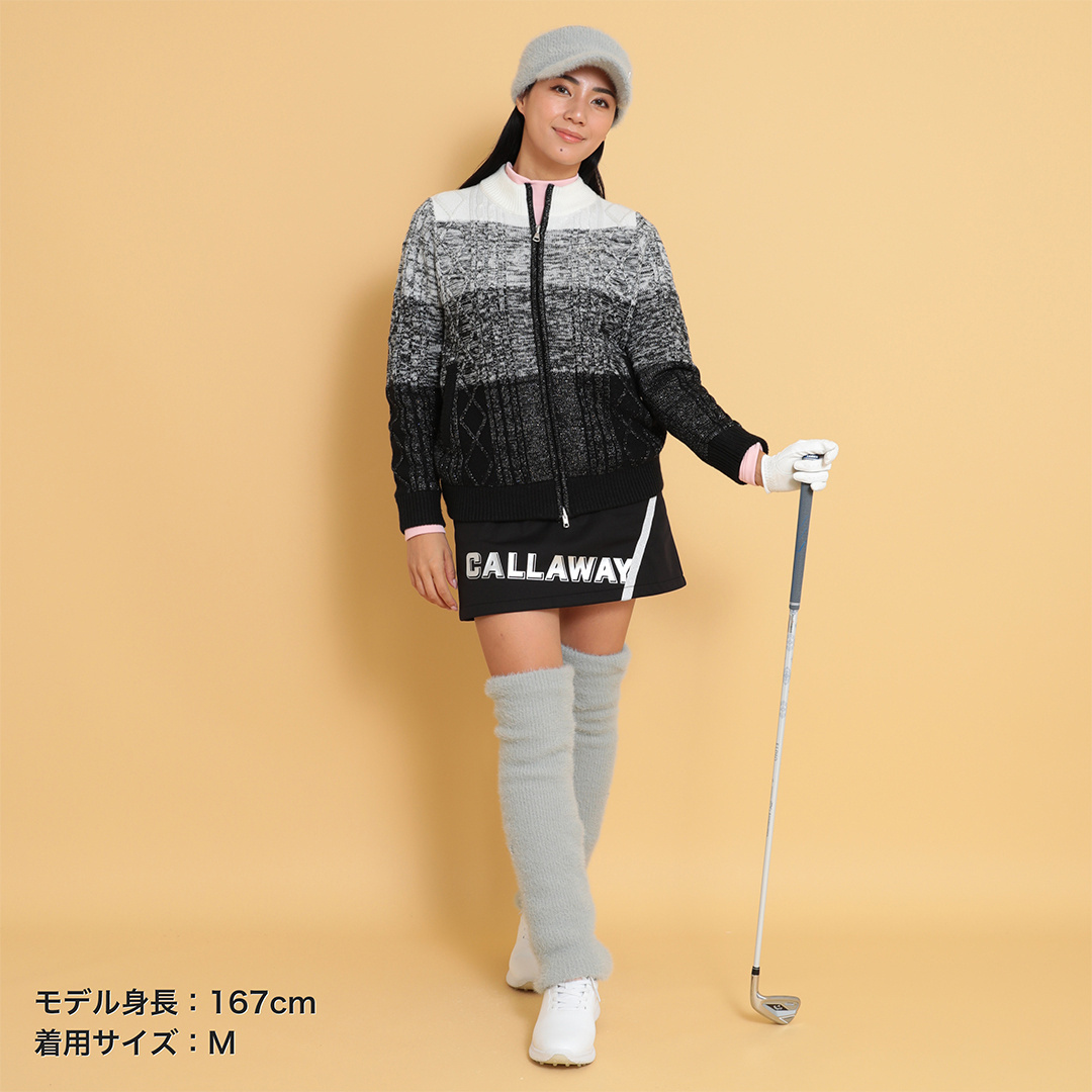 【ゴルフ】キャロウェイ裏地付ラメ入りフルジップニット／新品タグ付き24AW ゴルフ】キャロウェイ裏地付ラメ入りフルジップニット／新品タグ