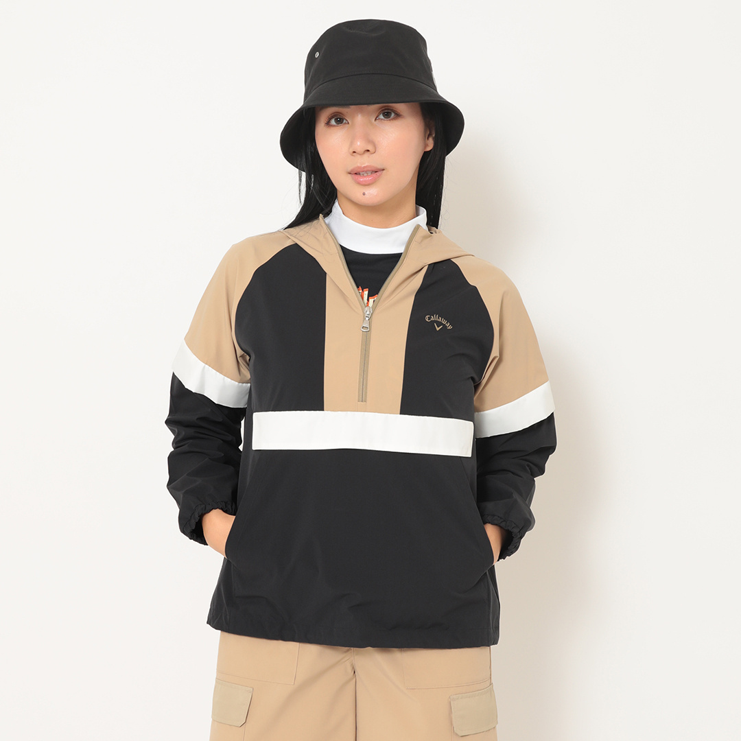 新品★34,100円 ブリーフィング 撥水フーディブルゾンハーフジップ黒 S 2WAYハーフジップフーディーブルゾン (WOMENS)