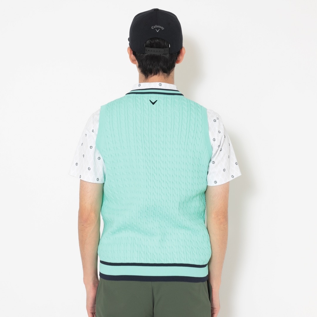 ケーブル編みVネックニットベスト (MENS)