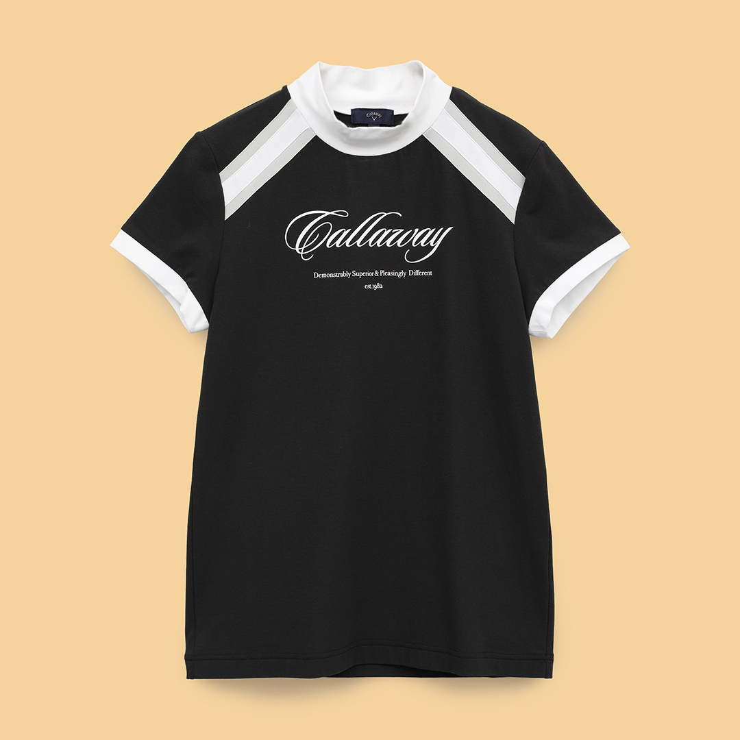 新品　Callaway　キャロウェイ　半袖モックネックシャツ　ブラック　LL 半袖モックネックシャツ (WOMENS)