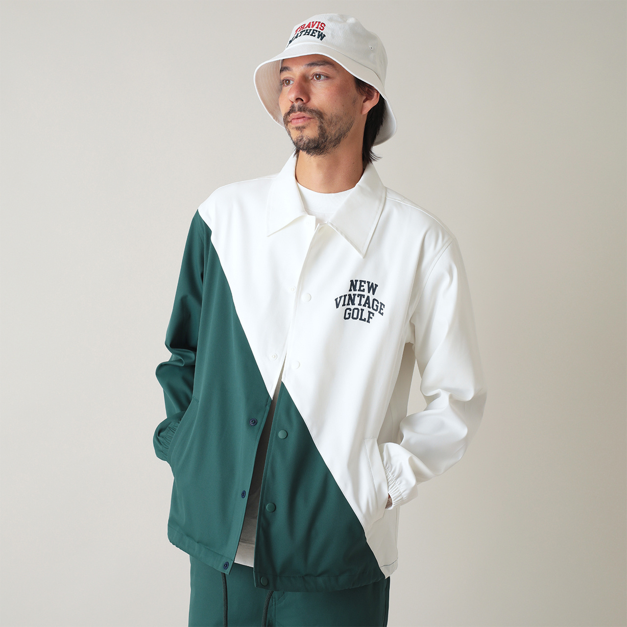 jimwag 数量限定 ジャケット TravisMathew NewVintageGolf バイカラーコーチジャケット(MENS)