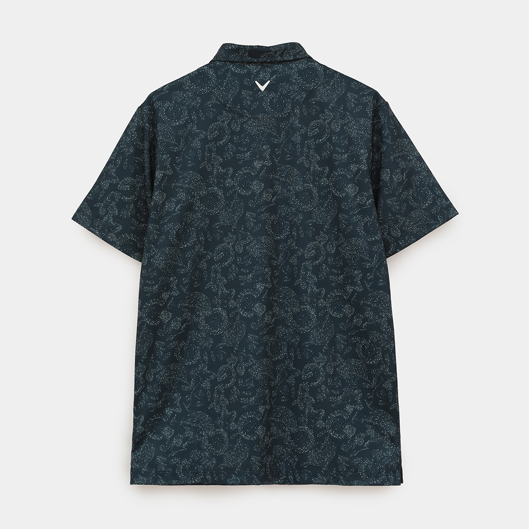 ポリエステルピケ花柄ドット半袖シャツ (MENS)