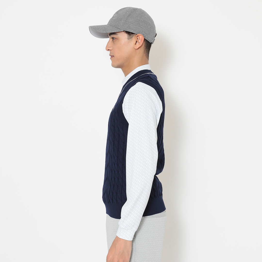 Callaway メンズ ベージュ Vネック ベスト L Callaway キャロウェイ ゴルフウェア ベスト 秋 冬 Vネックケーブル