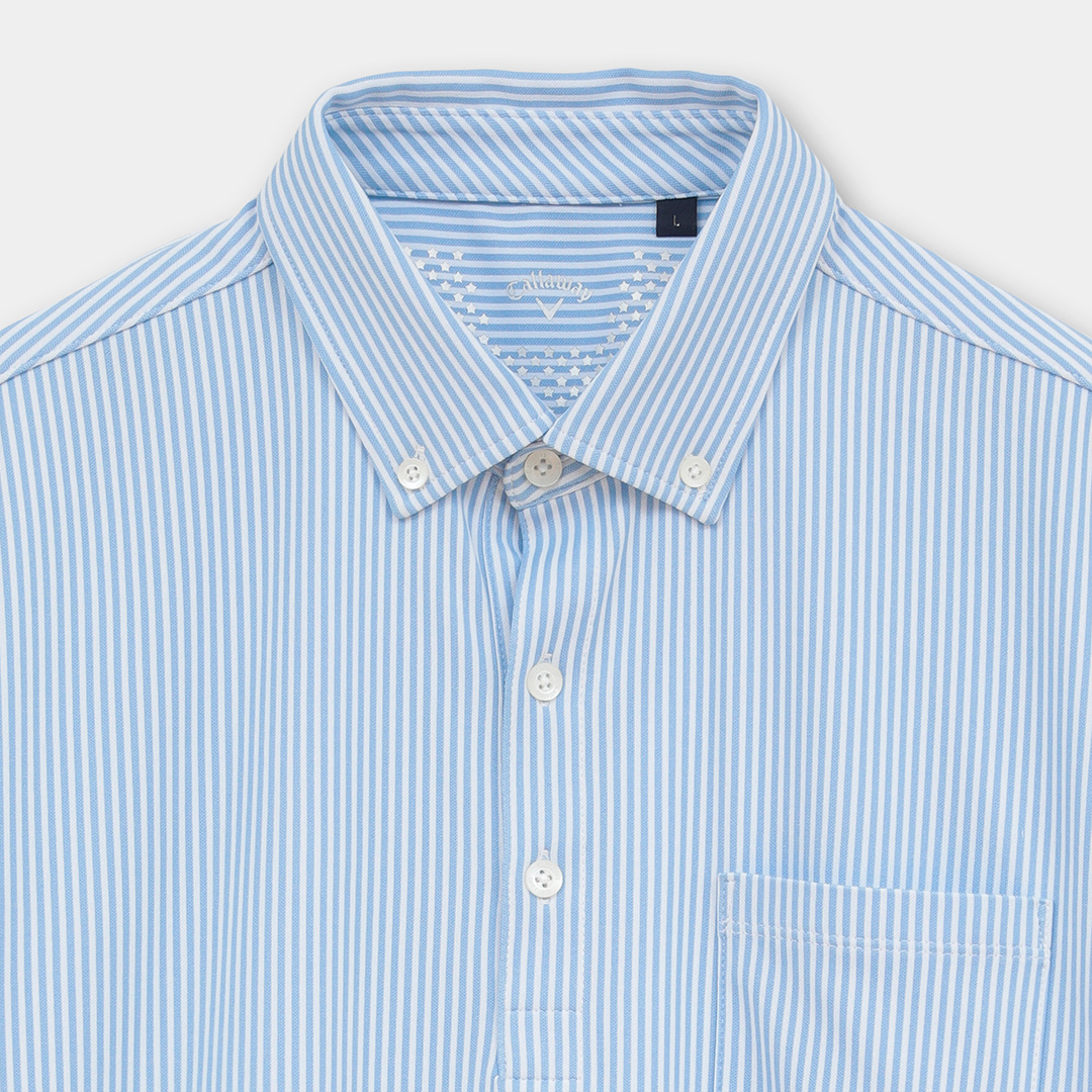 ストライプジャカードボタンダウン半袖シャツ ※4Lサイズあり (MENS)