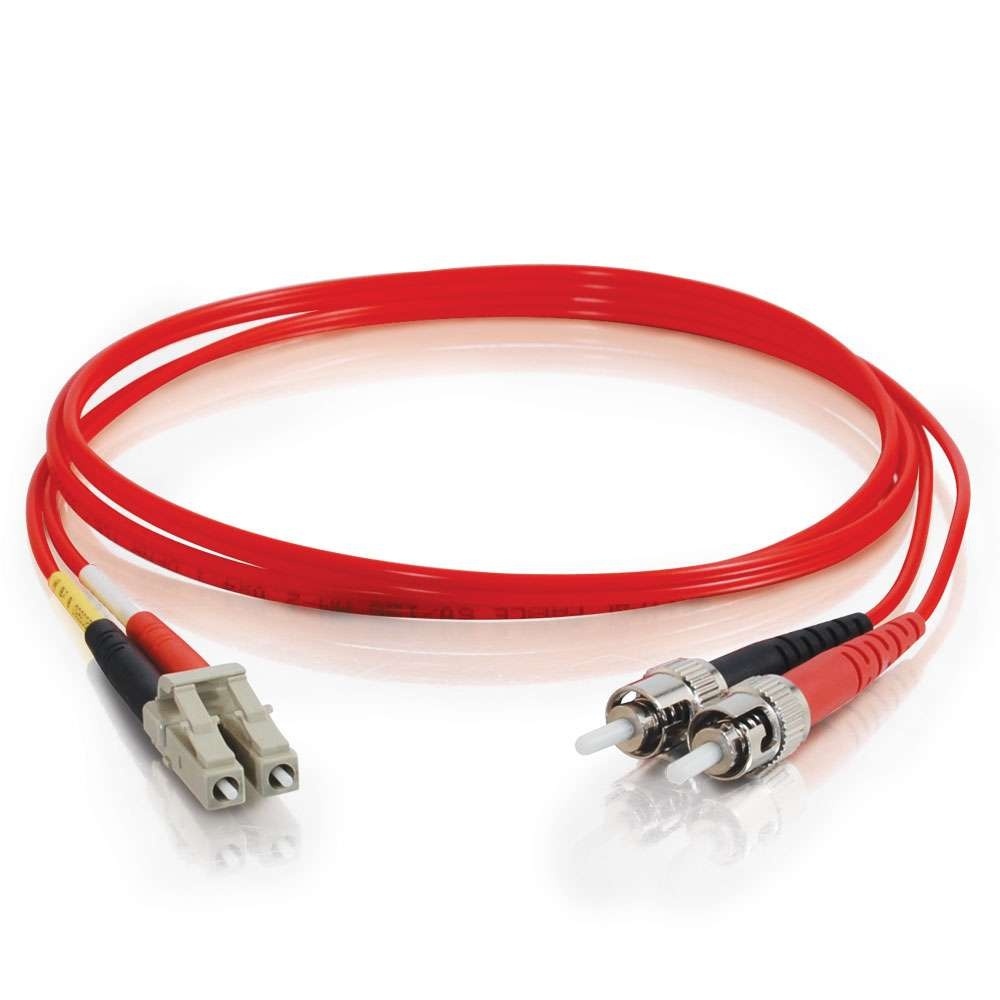 LC-ST 50/125 OM2 Duplex Multimode PVC Fiber Optic Cable - Red