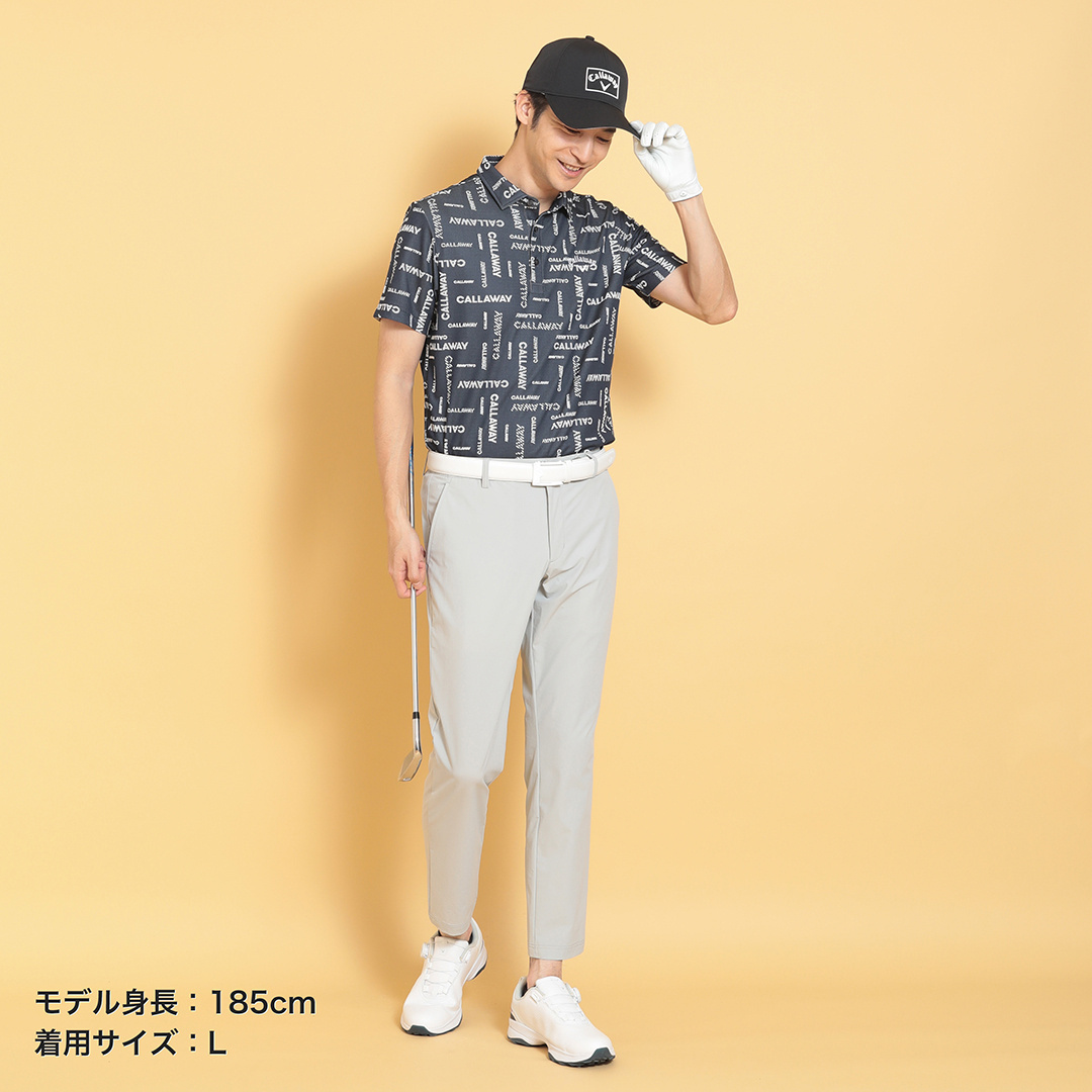 ポリエステルジャガードロゴ半袖シャツ (MENS)
