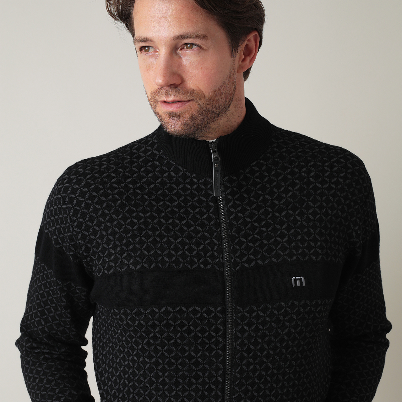 総柄 ジャカードニット ジップジャケット(MENS)