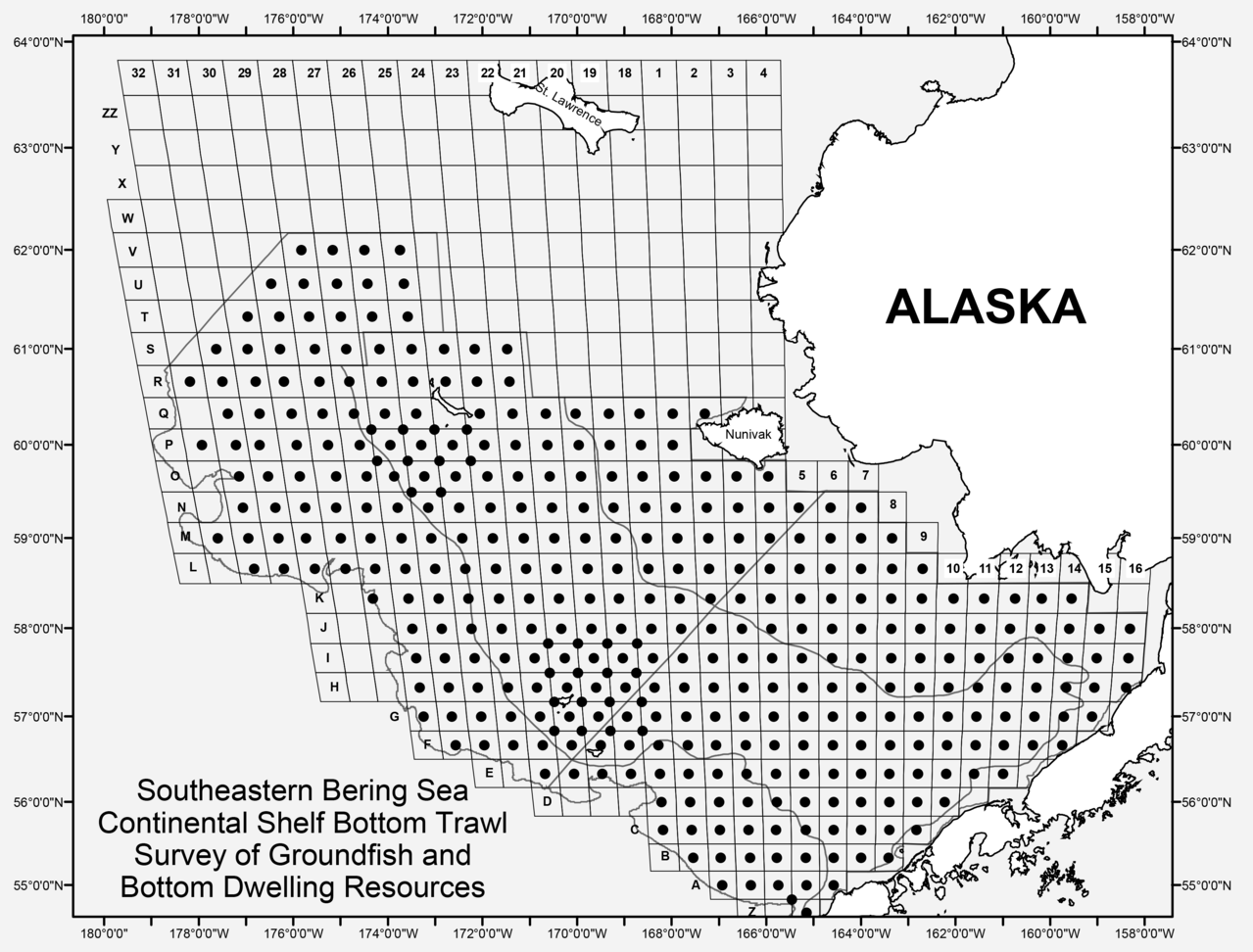 Southeastern Bering Sea Continental Shelf Bottom Trawl Survey of Groundfish and Bottom Dwelling Resources (map plot)