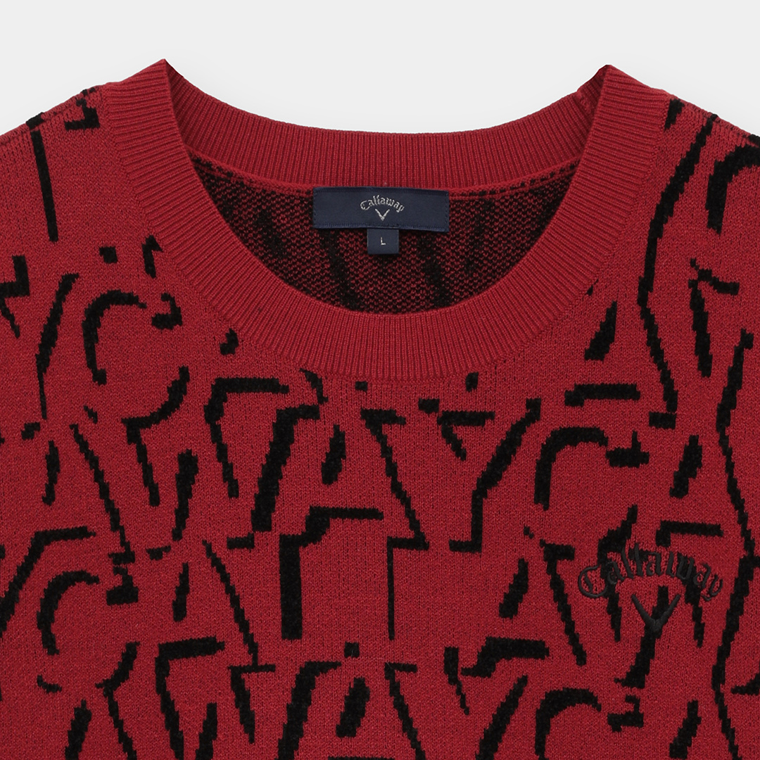 ロゴジャカードクルーネック長袖ニット (MENS)