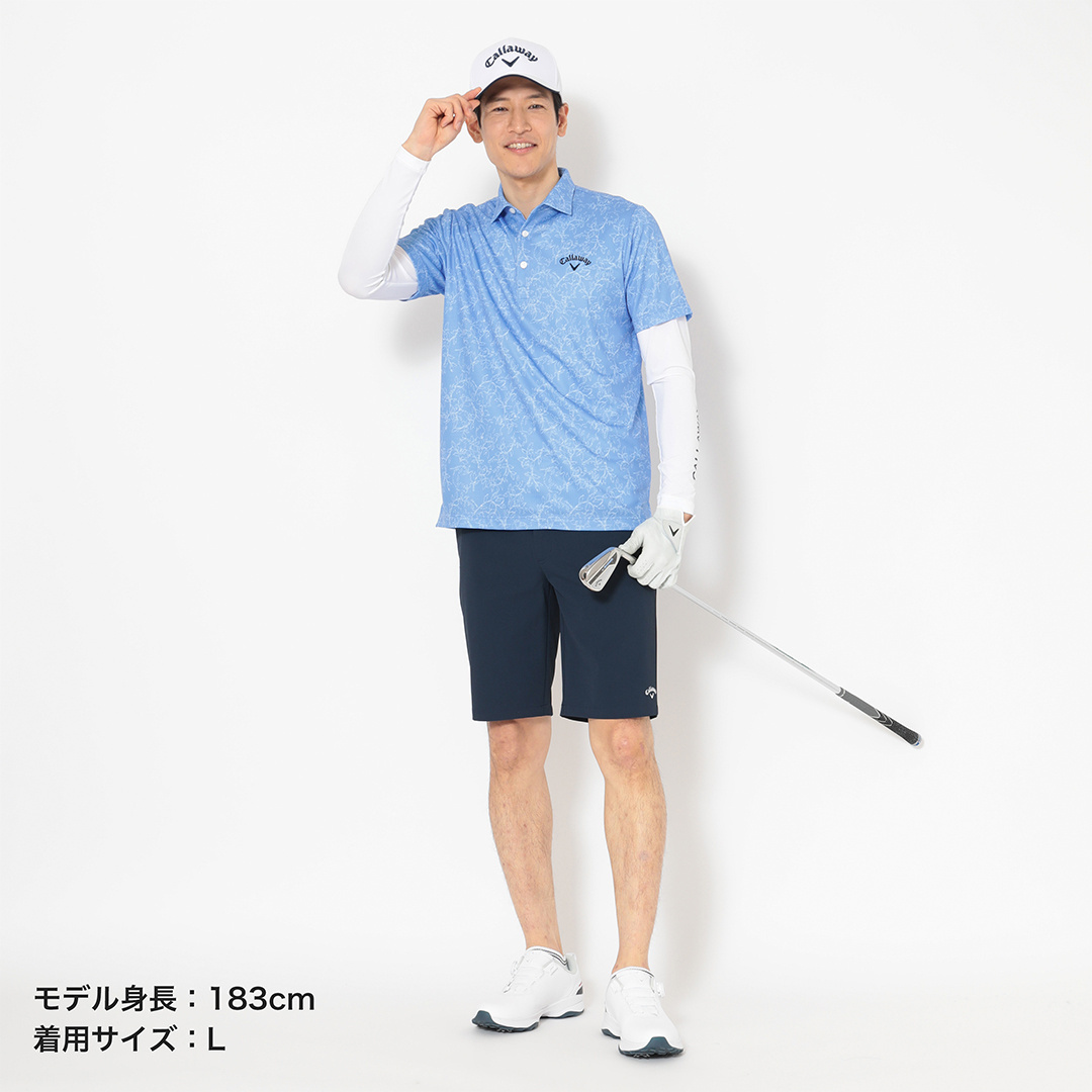 ハニカムメッシュ花柄半袖シャツ (MENS)