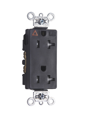 Tamper-Resistant Isolated Ground Decorator Spec Grade Receptacles, Back and Side Wire, 20A, 125V, Black