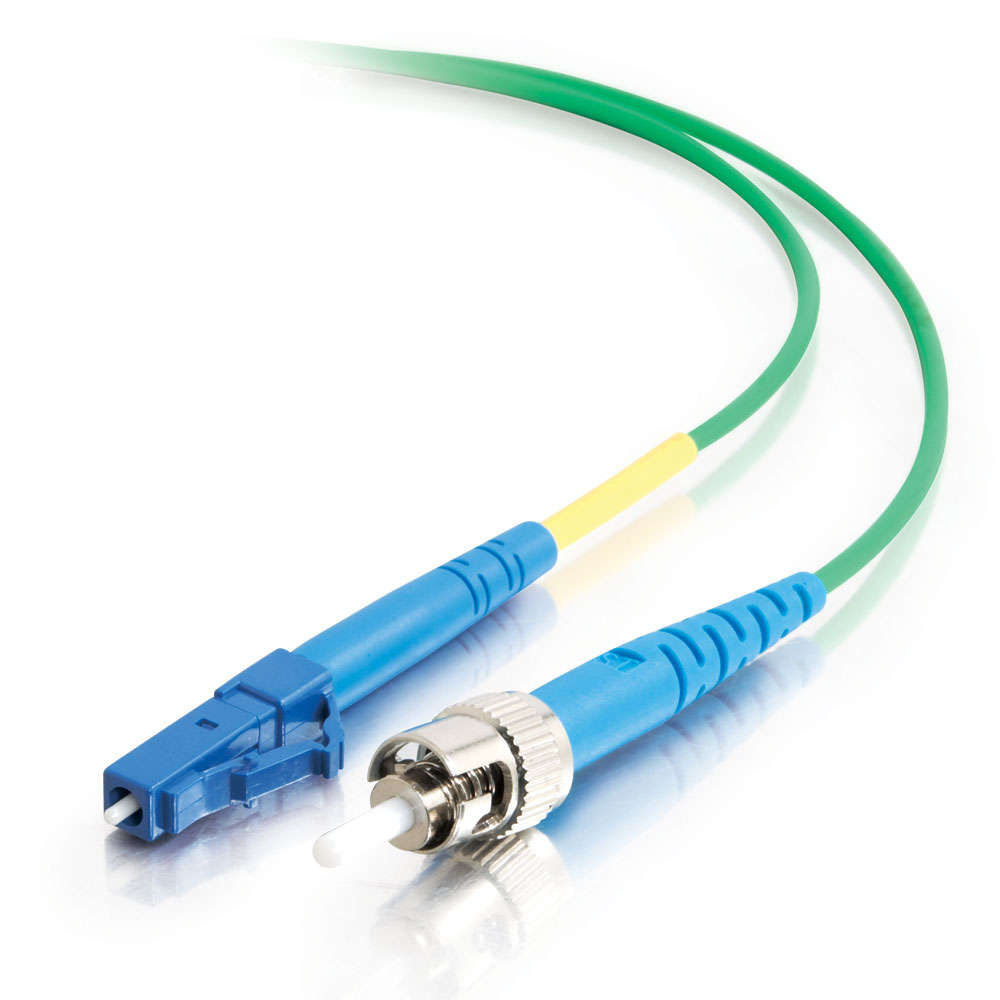 LC-ST 9/125 OS2 Simplex Single-Mode PVC Fiber Optic Cable - Green