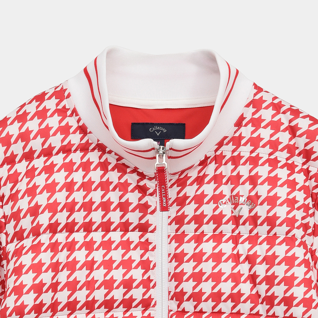 スターストレッチ千鳥プリント中綿ブルゾン (WOMENS)