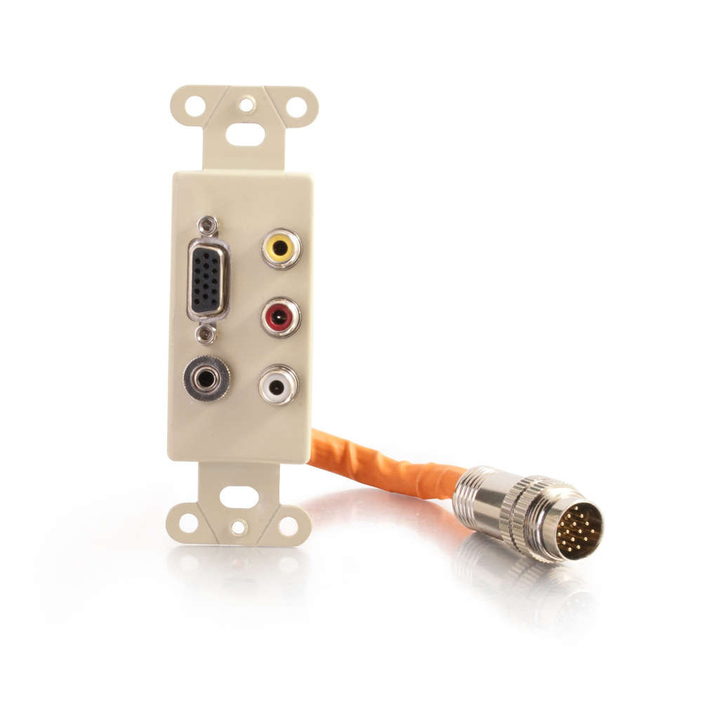RapidRun Integrated VGA (HD15) + 3.5mm + Composite Video + Stereo Audio Wall Plate - Ivory
