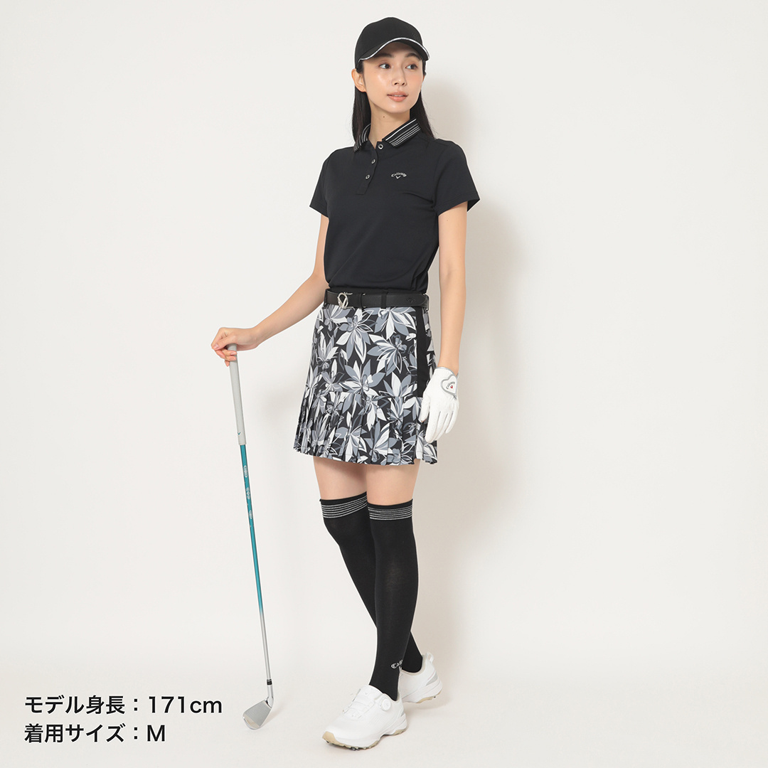 フラワープリント裾プリーツスカート (WOMENS)