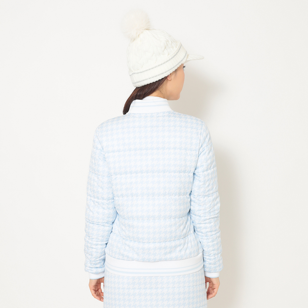 スターストレッチ千鳥プリント中綿ブルゾン (WOMENS)
