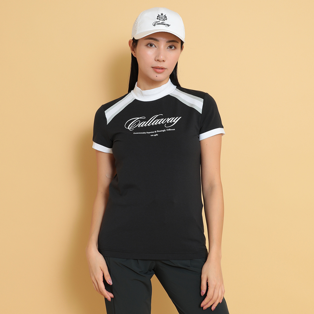 新品タグ付き未使用　CALLAWAY キャロウェイ　半袖モックネックシャツ　L キャロウェイ Callaway 半袖モックネックシャツ （ネイビー
